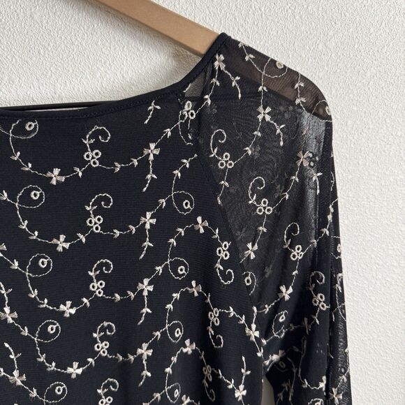 Vtg 90s Sheer Floral Mesh Top Womens‎ Small Floral Phoebe Friends Fairy Grunge - Picture 11 of 16